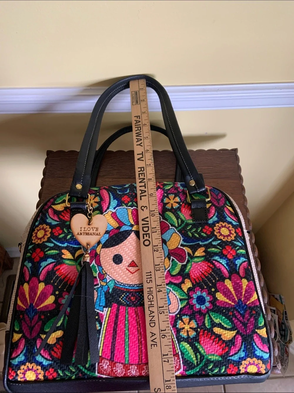 Embroidered  Mexican LeLe Folk Doll Satchel Tote or Shoulder Bag